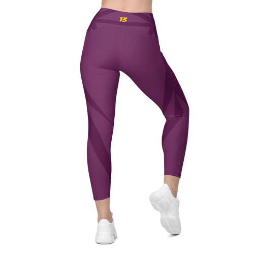 Full Back side profile of Maroon Haze leggings highlighting the integrated utility pocket and signature '13' hallmark branding.